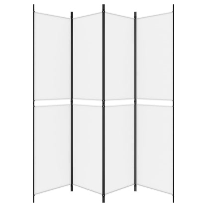 4-Panel Room Divider White 200x220 cm Fabric
