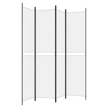 4-Panel Room Divider White 200x220 cm Fabric
