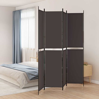 4-Panel Room Divider Brown 200x220 cm Fabric