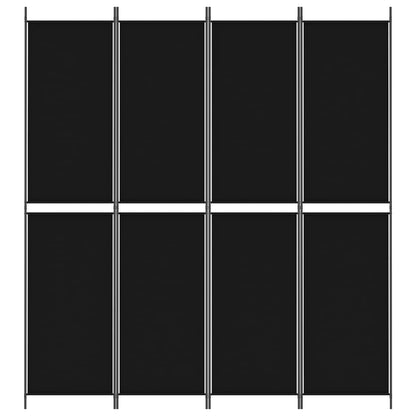 4-Panel Room Divider Black 200x220 cm Fabric