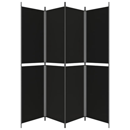 4-Panel Room Divider Black 200x220 cm Fabric