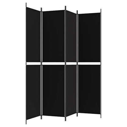 4-Panel Room Divider Black 200x220 cm Fabric