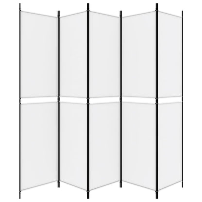 5-Panel Room Divider White 250x220 cm Fabric