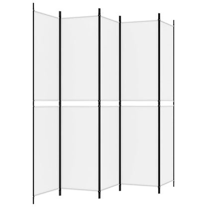 5-Panel Room Divider White 250x220 cm Fabric