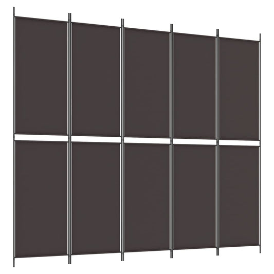 5-Panel Room Divider Brown 250x220 cm Fabric