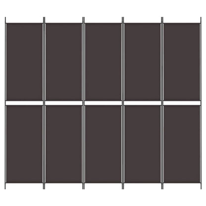 5-Panel Room Divider Brown 250x220 cm Fabric