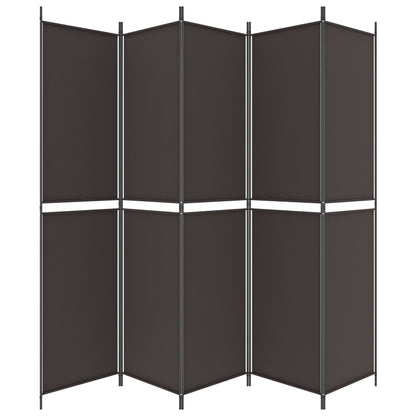 5-Panel Room Divider Brown 250x220 cm Fabric