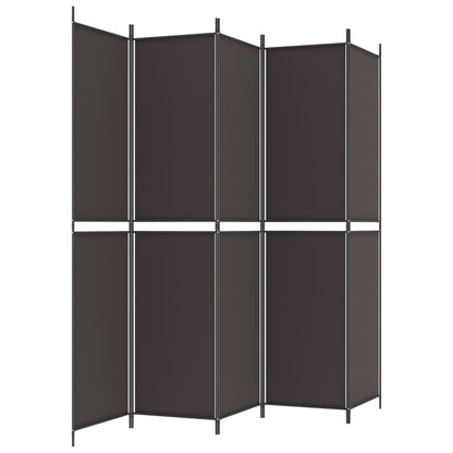 5-Panel Room Divider Brown 250x220 cm Fabric
