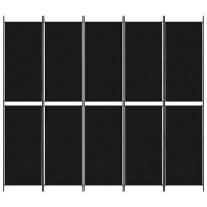 5-Panel Room Divider Black 250x220 cm Fabric