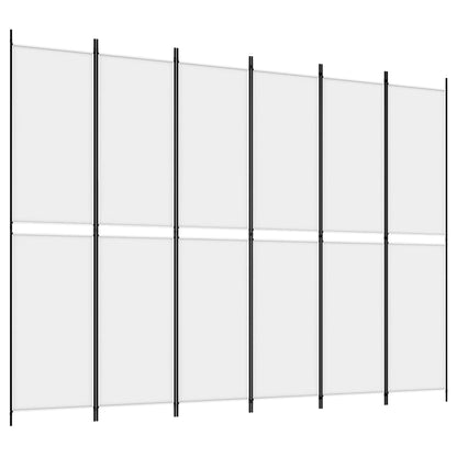 6-Panel Room Divider White 300x220 cm Fabric
