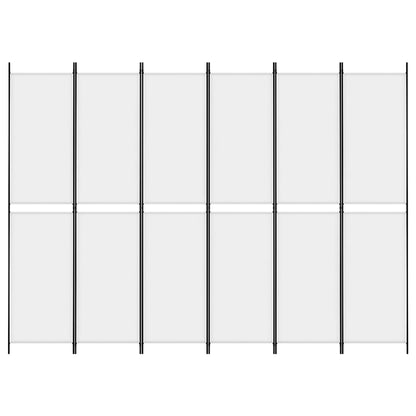 6-Panel Room Divider White 300x220 cm Fabric