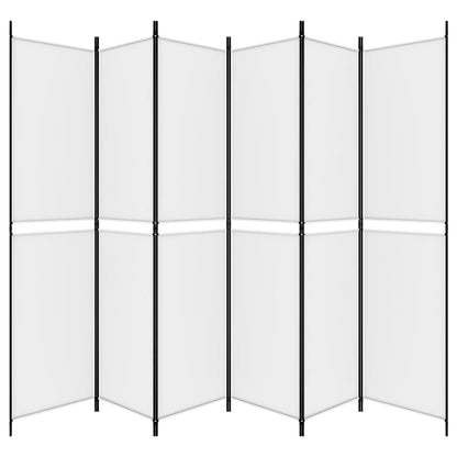 6-Panel Room Divider White 300x220 cm Fabric