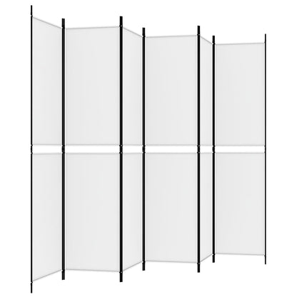 6-Panel Room Divider White 300x220 cm Fabric