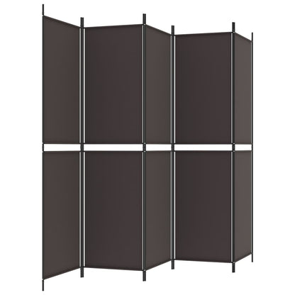 6-Panel Room Divider Brown 300x220 cm Fabric