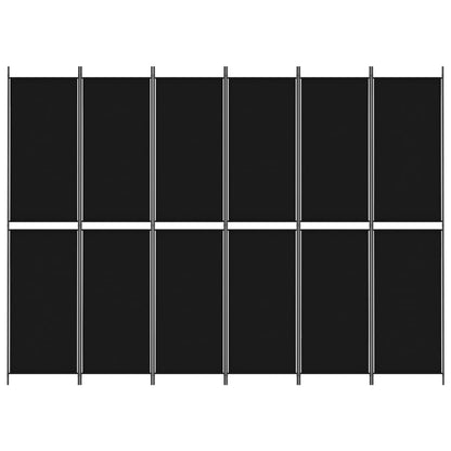 6-Panel Room Divider Black 300x220 cm Fabric