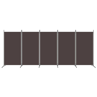 5-Panel Room Divider Brown 433x180 cm Fabric