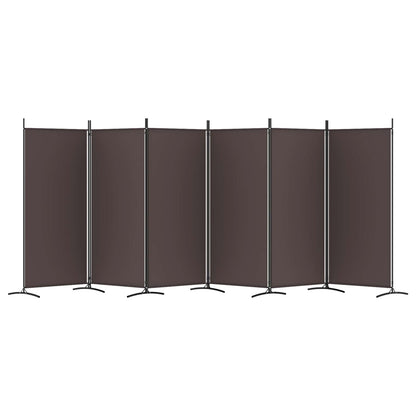 6-Panel Room Divider Brown 520x180 cm Fabric