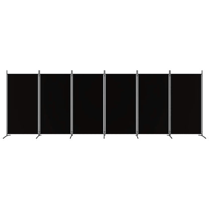 6-Panel Room Divider Black 520x180 cm Fabric