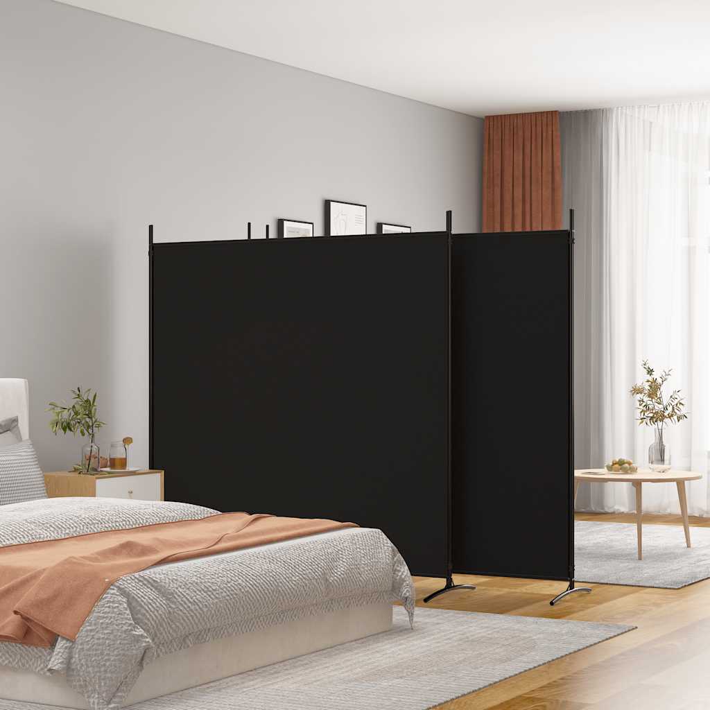 4-Panel Room Divider Black 698x180 cm Fabric
