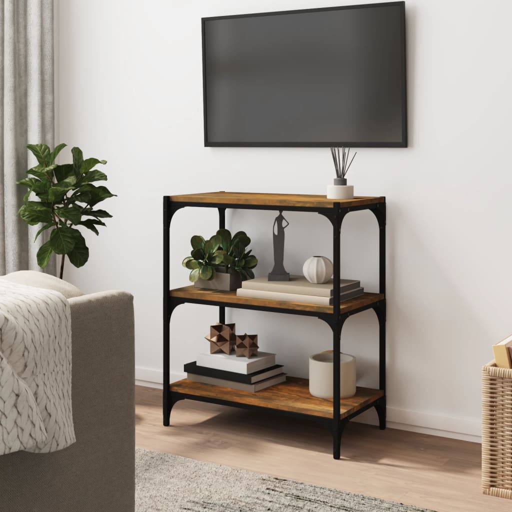 Book Cabinet Smoked Oak 60x33x70,5 cm Engineered Wood and Steel