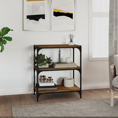 Book Cabinet Smoked Oak 60x33x70,5 cm Engineered Wood and Steel