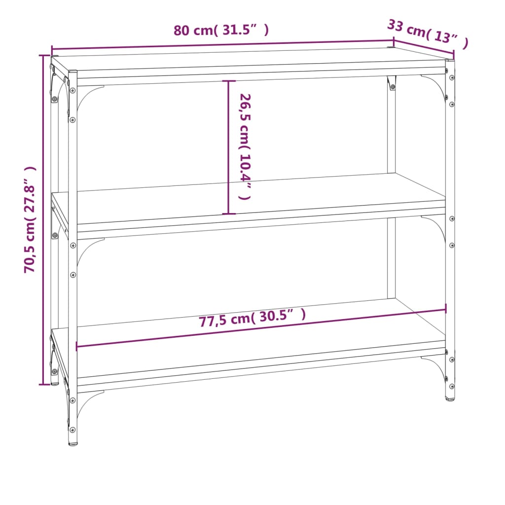Book Cabinet Smoked Oak 80x33x70,5 cm Engineered Wood and Steel