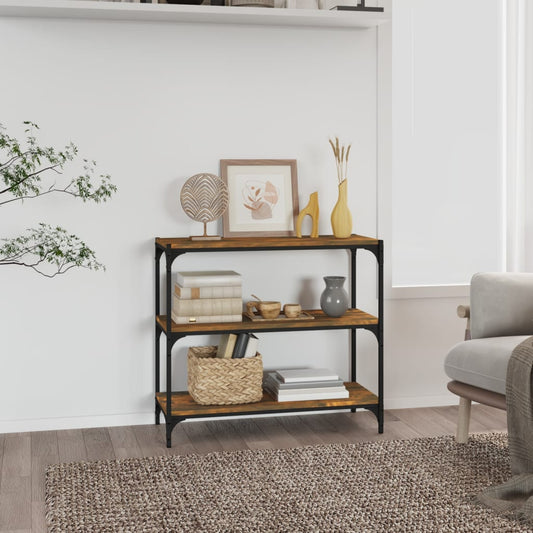 Book Cabinet Smoked Oak 80x33x70,5 cm Engineered Wood and Steel