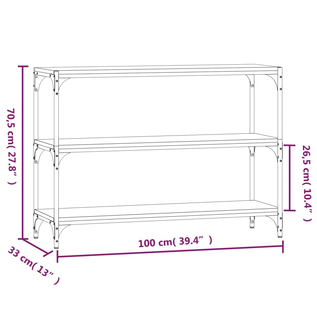 Book Cabinet Smoked Oak 100x33x70.5cm Engineered Wood and Steel