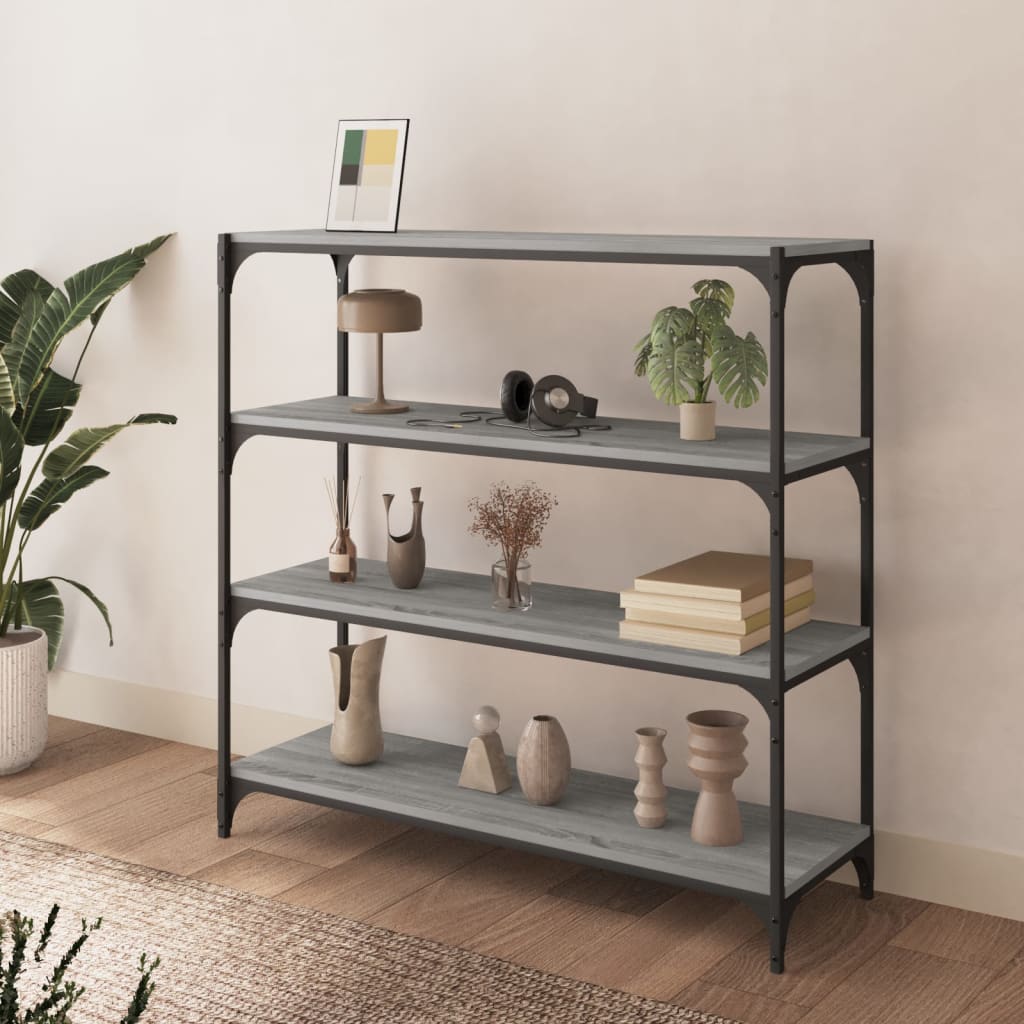 Book Cabinet Grey Sonoma 100x33x100cm Engineered Wood and Steel