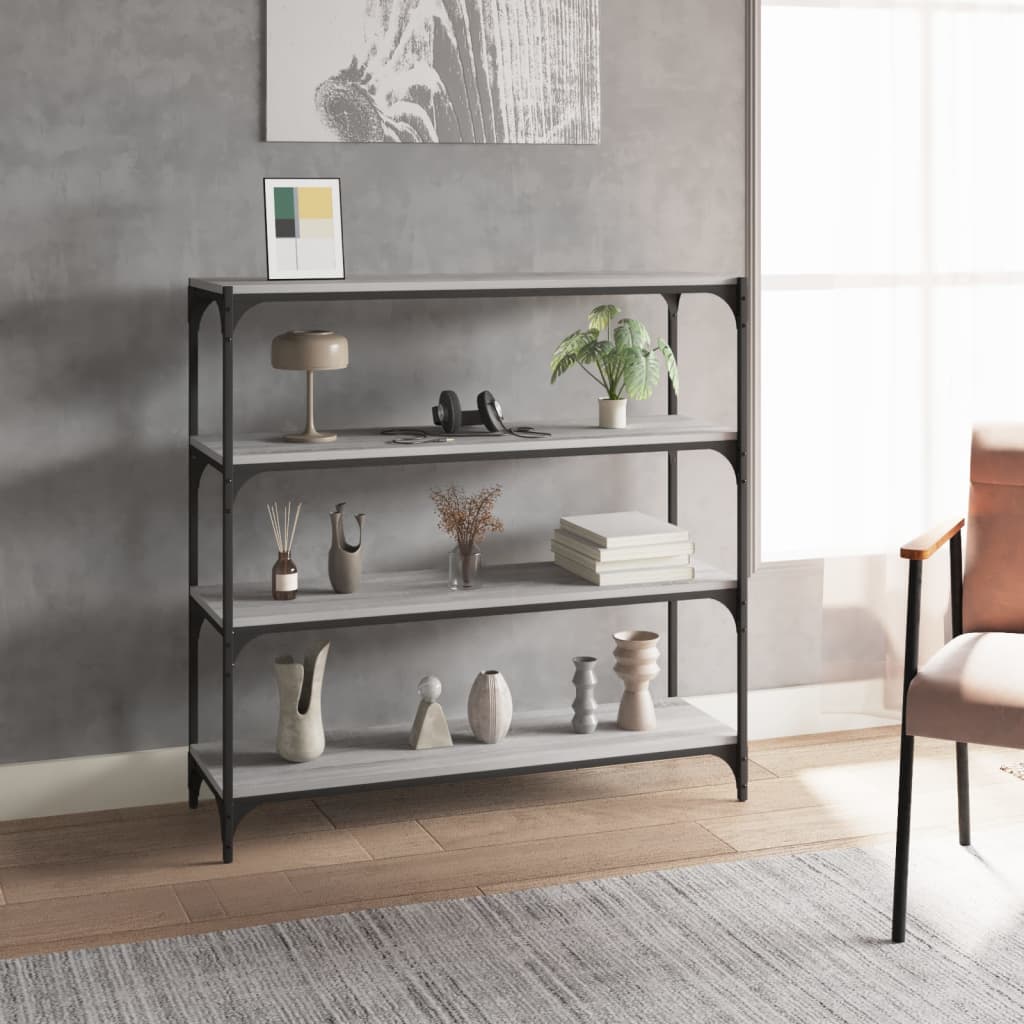 Book Cabinet Grey Sonoma 100x33x100cm Engineered Wood and Steel