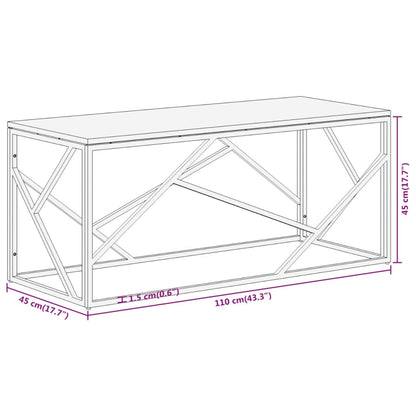 Coffee Table Silver Stainless Steel and Solid Sleeper Wood