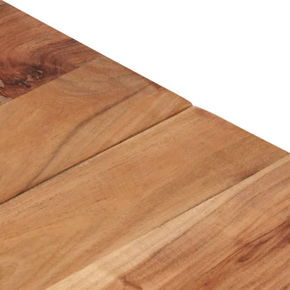 Coffee Table Silver Stainless Steel and Solid Acacia Wood