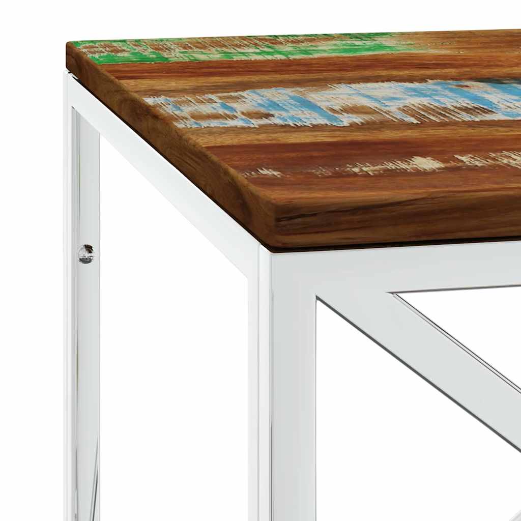 Coffee Table Stainless Steel and Solid Wood Reclaimed