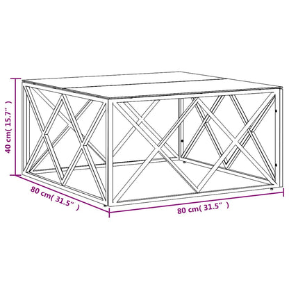 Coffee Table Silver 80x80x40 cm Stainless Steel and Glass