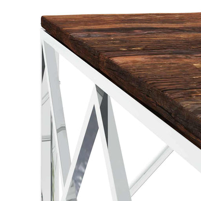 Coffee Table Stainless Steel and Solid Wood Reclaimed