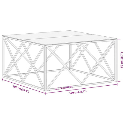 Coffee Table Gold Stainless Steel and Tempered Glass