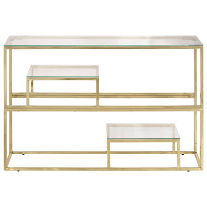 Console Table Gold Stainless Steel and Tempered Glass