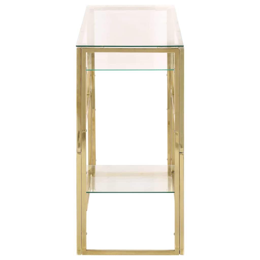 Console Table Gold Stainless Steel and Tempered Glass