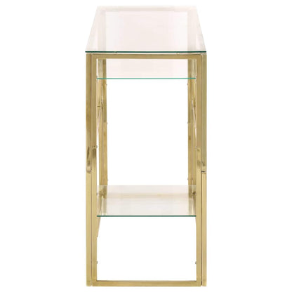 Console Table Gold Stainless Steel and Tempered Glass