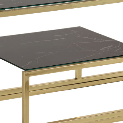 Console Table Gold Stainless Steel and Tempered Glass