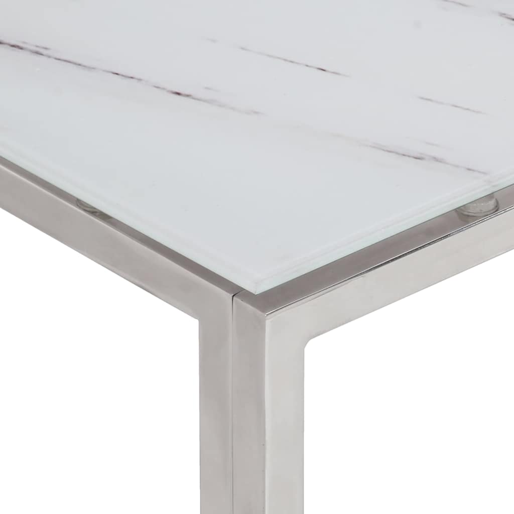 Coffee Table Silver Stainless Steel and Tempered Glass