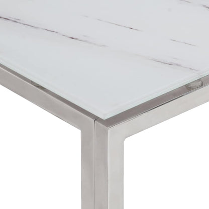 Coffee Table Silver Stainless Steel and Tempered Glass