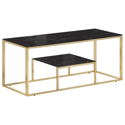 Coffee Table Gold Stainless Steel and Tempered Glass
