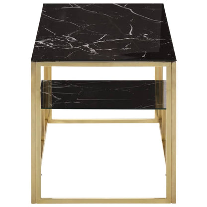 Coffee Table Gold Stainless Steel and Tempered Glass
