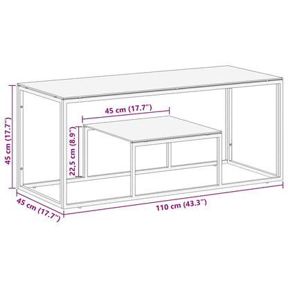 Coffee Table Gold Stainless Steel and Tempered Glass