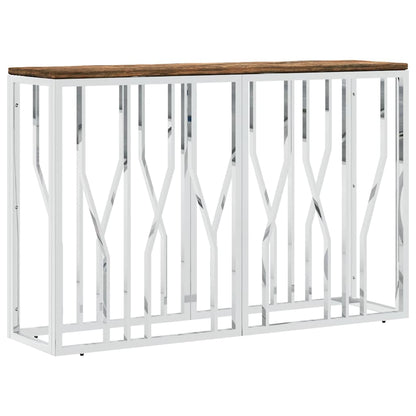 Console Table Stainless Steel and Solid Wood Reclaimed