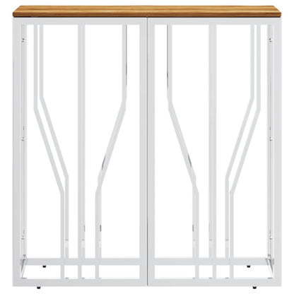 Console Table Silver Stainless Steel and Solid Wood Acacia