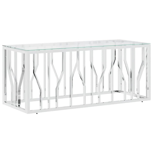 Coffee Table 110x45x45 cm Stainless Steel and Glass