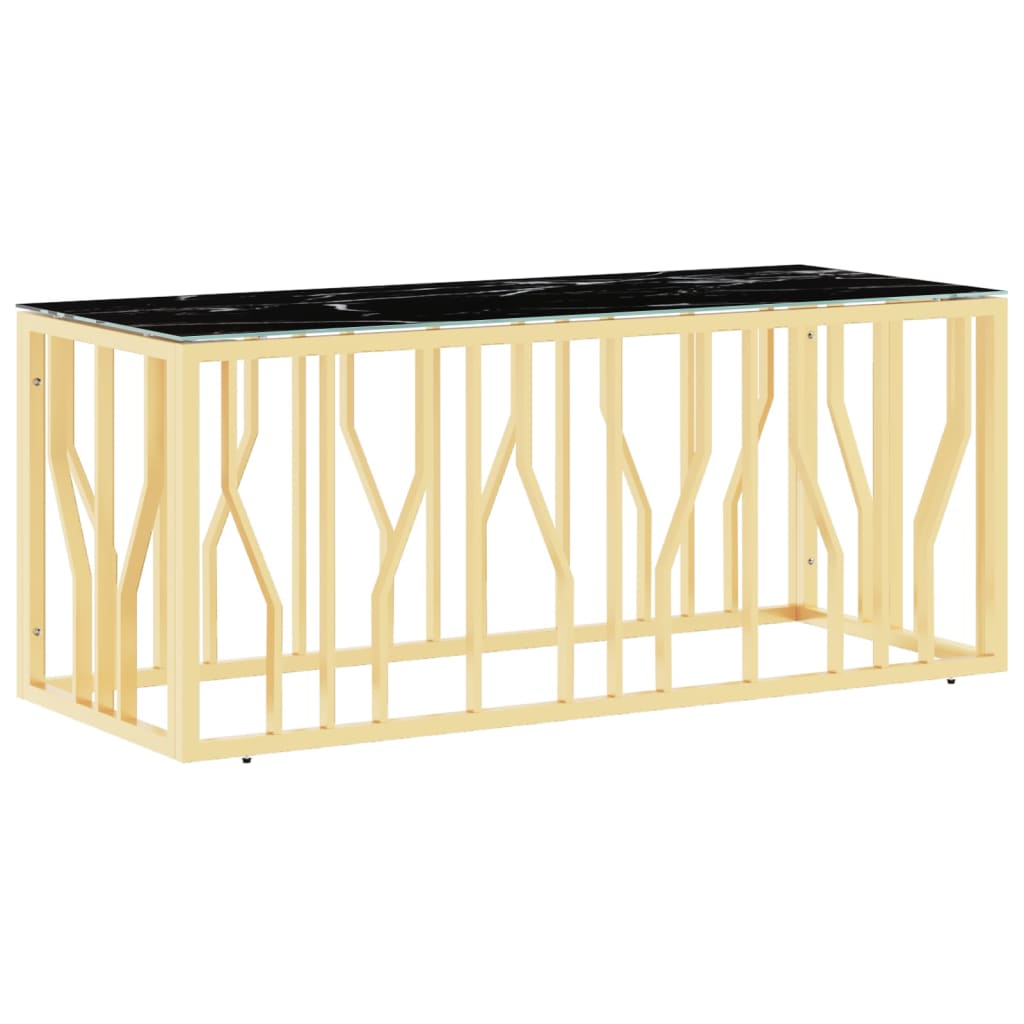 Coffee Table Gold 110x45x45 cm Stainless Steel and Glass