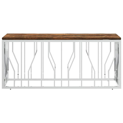 Coffee Table Stainless Steel and Solid Wood Reclaimed